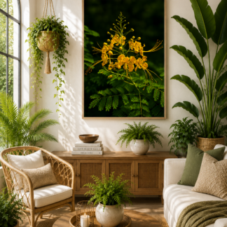 Classic Frame Yellow Peacock Flower